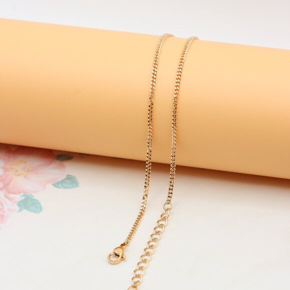 Rose Gold Plated Initial ""B"" Pendant Necklace, XPNL0310 - Picture 13 of 13